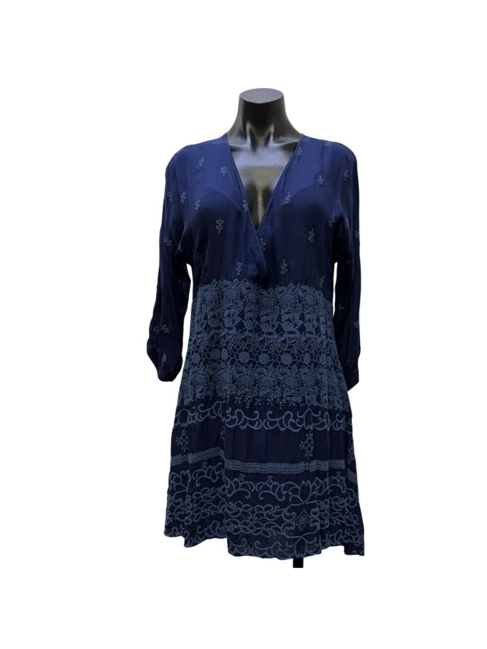 Johnny Was Navy Embroidered Tunic Dress S